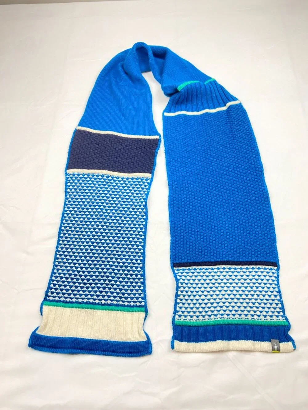 Smartwool Colorblock Knit Scarf Blue, Green & White 62